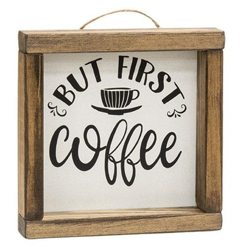 But First Coffee Square Framed Sign