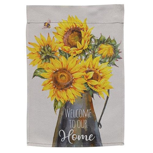 Welcome to Our Home Sunflowers in Milk Can Garden Flag