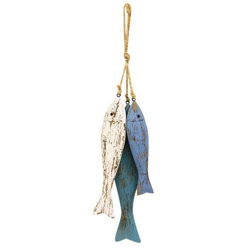 Hanging Distressed Wooden Fish Trio