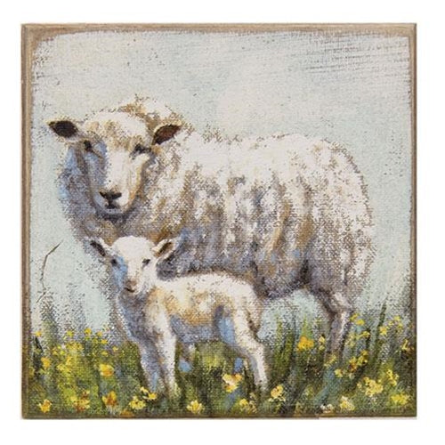 Sheep & Lamb Distressed Block