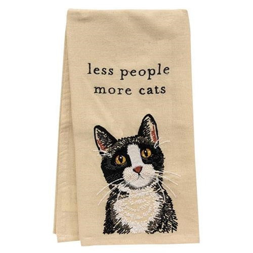 Less People More Cats Dish Towel