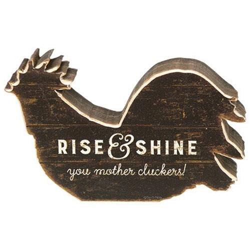 Rise & Shine Chunky Wood Rooster Sitter