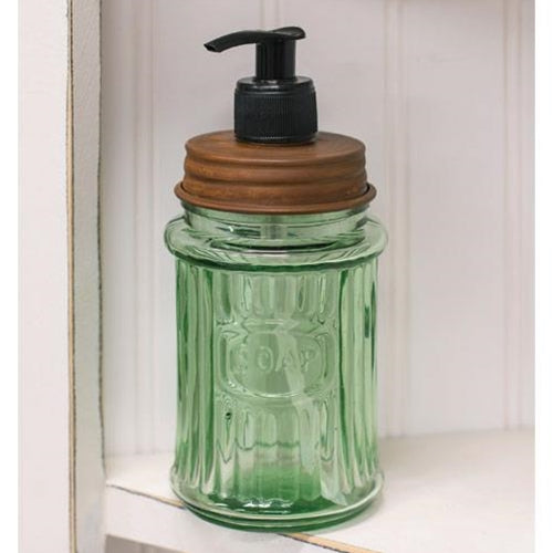Green Glass Soap Dispenser