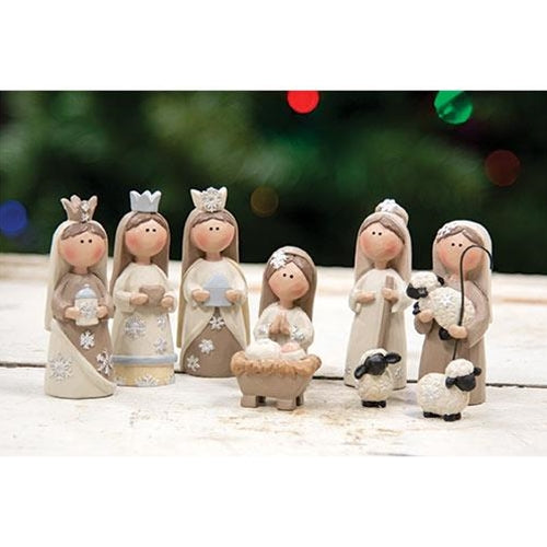 Primative Nativity 9/Set Cream & White Nativity – Primitive Renditions