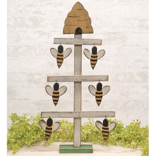 Distressed Wooden Bee & Hive Tree