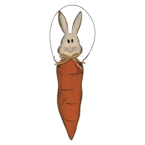 Primitive Bunny Carrot Ornament