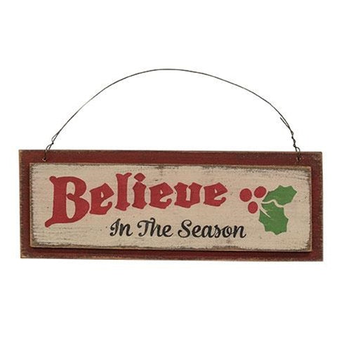 Believe in the Season Distressed Wooden Layered Sign