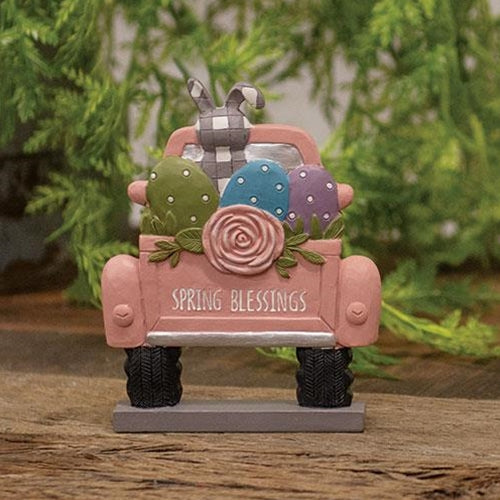 Spring Blessings Resin Truck With Easter Eggs