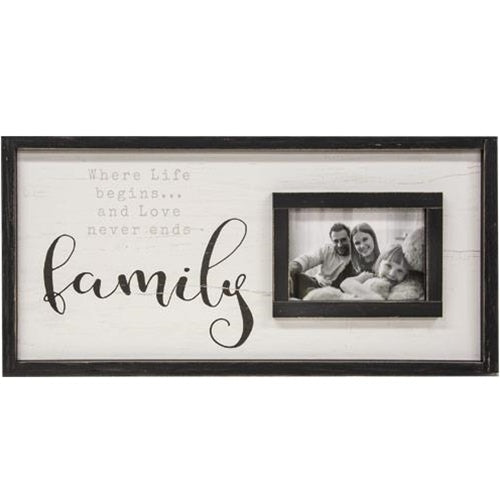 Family Framed Sign With Picture Frame 12x24