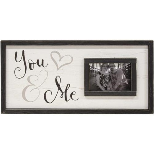You & Me Framed Sign With Picture Frame 12x24