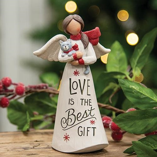 Love Is the Best Gift Resin Angel w/Cat