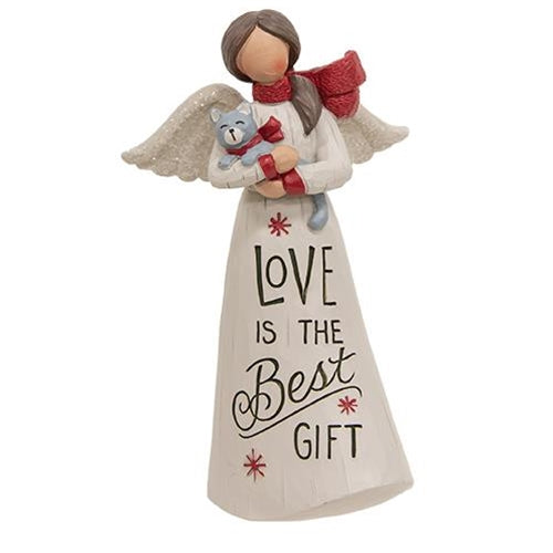 Love Is the Best Gift Resin Angel w/Cat