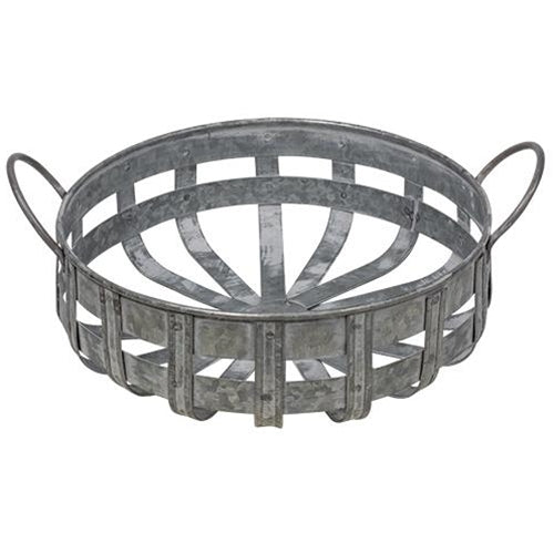 Washed Galvanized Metal Basket with Handles