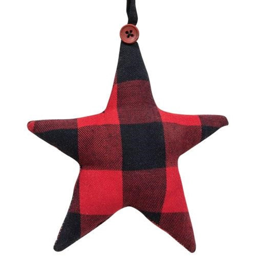 Red Buffalo Check Fabric Star Ornament