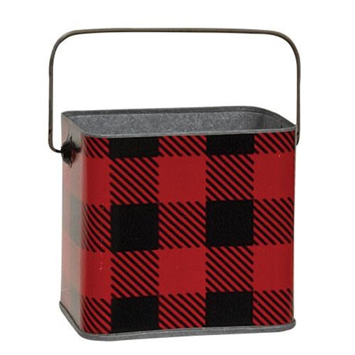 2/Set Red & Black Buffalo Check Canisters w/Handles