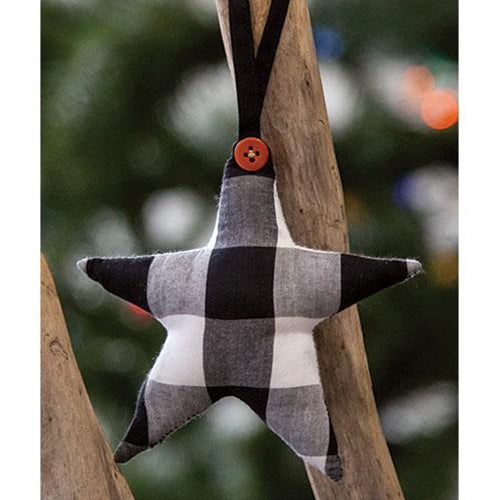 Black & White Buffalo Check Star Ornament