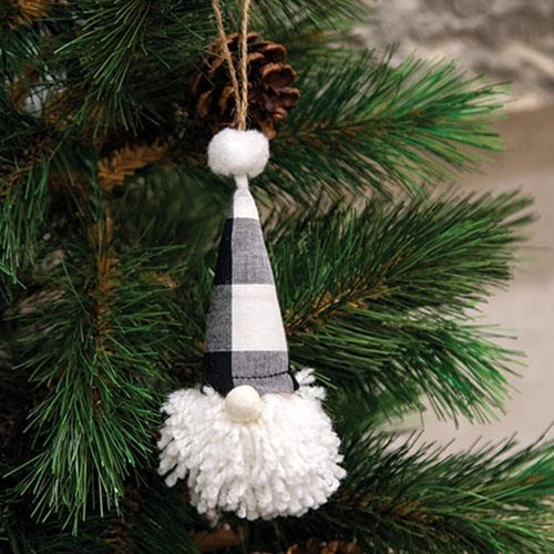 Black & White Buffalo Check Gnome Fabric Ornament
