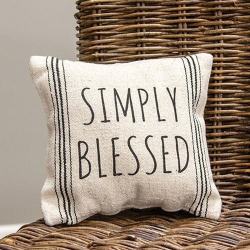 Simply Blessed Striped Natural Pillow