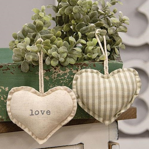 Love & Stripe Fabric Heart Ornament 2 Asstd.