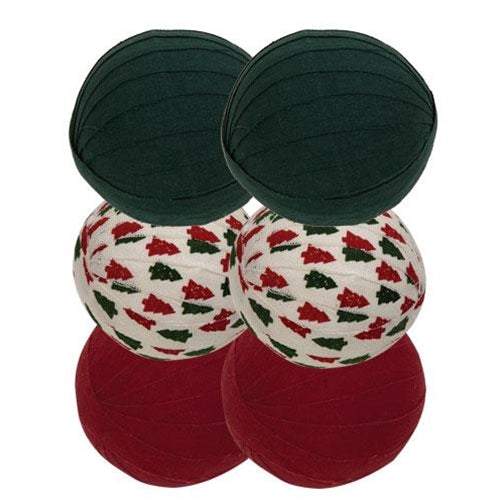 6/Set Christmas Red & Green Rag Balls