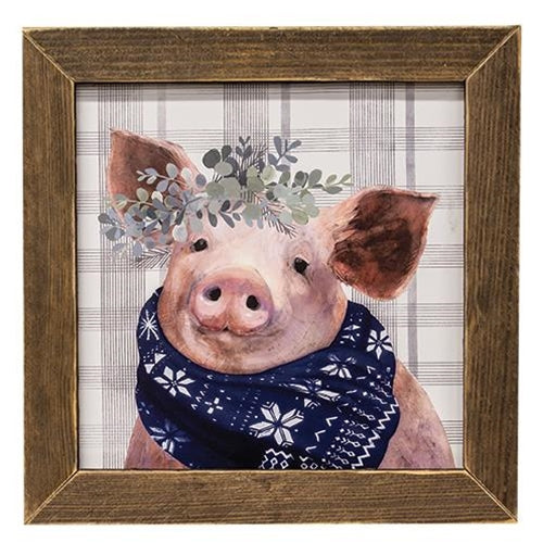 Yuletide Scrapple Print Brown Stain Frame