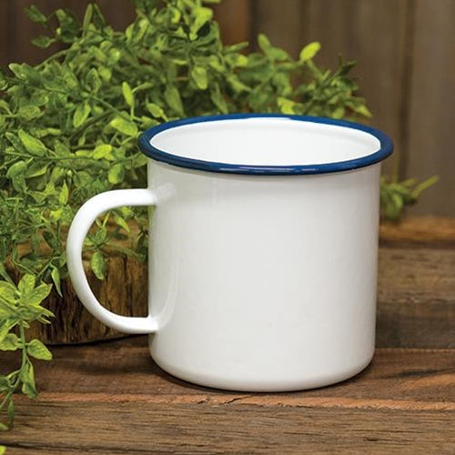 Blue Rim Enamel Soup Mug