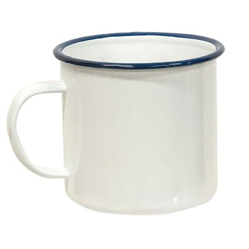Blue Rim Enamel Soup Mug