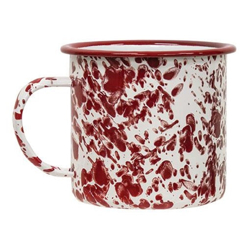 Red Splatter Enamel Soup Mug