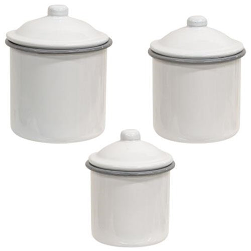 3/Set Gray Rim Enamelware Canisters