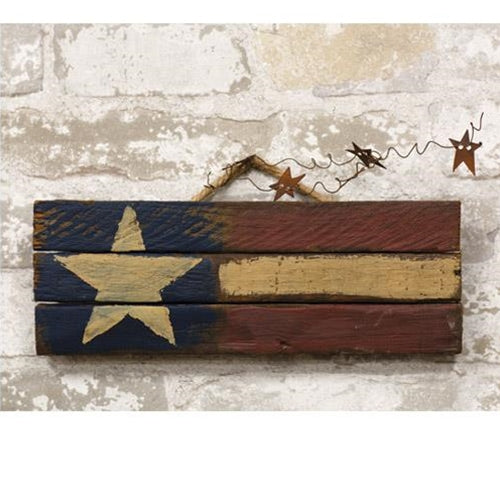 Lath Hanging Skinny Flag With Rusty Stars 11.75"