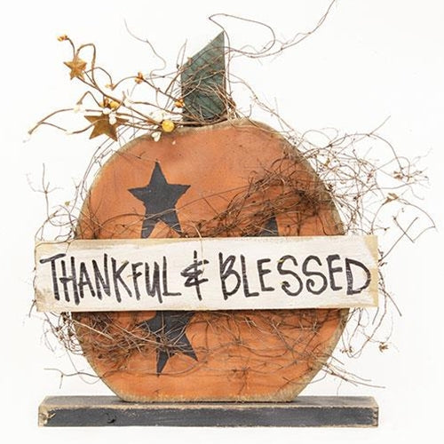 Thankful & Blessed Pumpkin on Base 14"