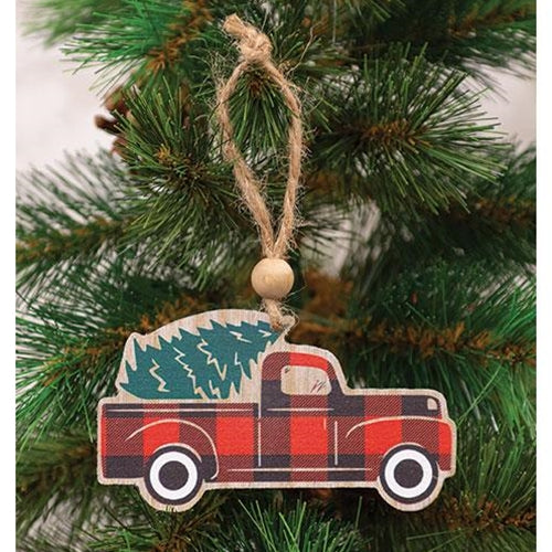 Red & Black Buffalo Check Truck Ornament