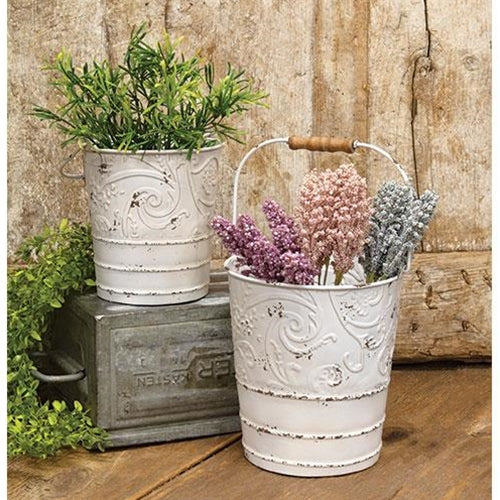 2/Set Shabby Chic Ornate Buckets