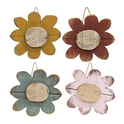 Rustic Pallet Hanging Daisy 4 Asstd.