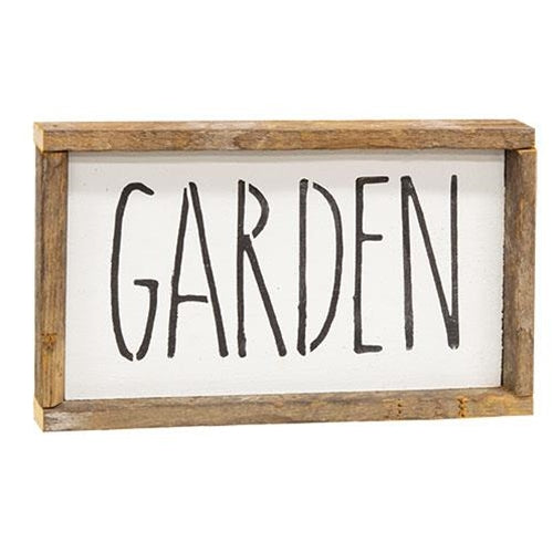 Garden Stenciled Rustic Wood Framed Sign