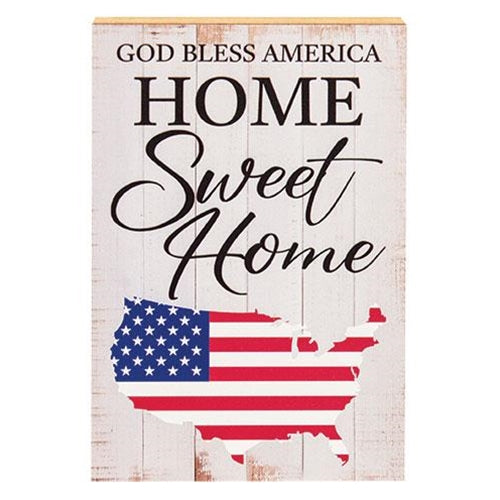 God Bless/Home Sweet Home USA Flag Block