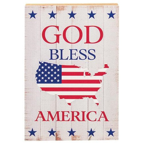 God Bless America USA Map & Stars Block