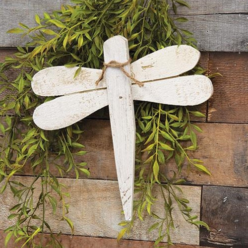 Rustic White Small Wooden Dragonfly