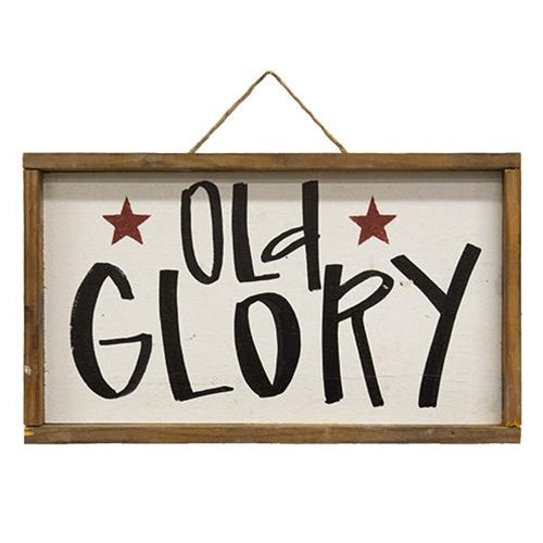 Primitive Wood Framed Hanging "Old Glory" Sign