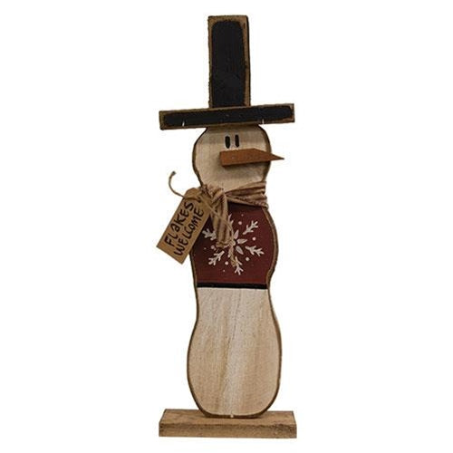 "Flakes Welcome" Skinny Snowman w/Top Hat on Base