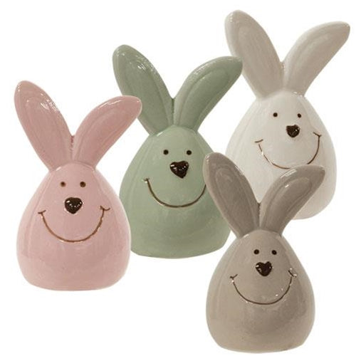 Ceramic Roly Poly Easter Bunny Figurine 4 Asstd.