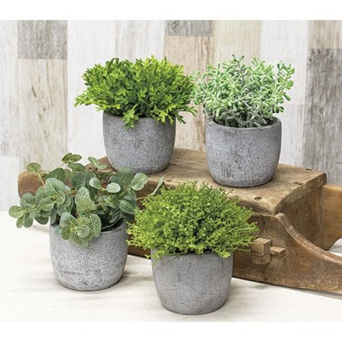 Potted Artificial Greenery 4 Asstd.
