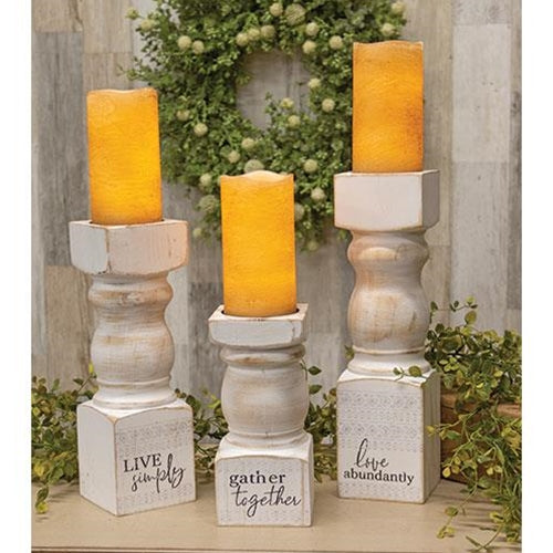 3/Set Wooden Pedestal Candle Holders – Primitive Renditions