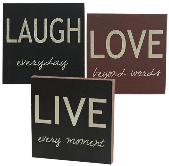 Live Laugh Love Mini Block Signs - Assorted – Primitive Renditions