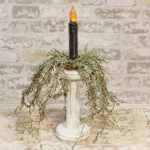 Farmhouse White Spool Candleholder 7.25"
