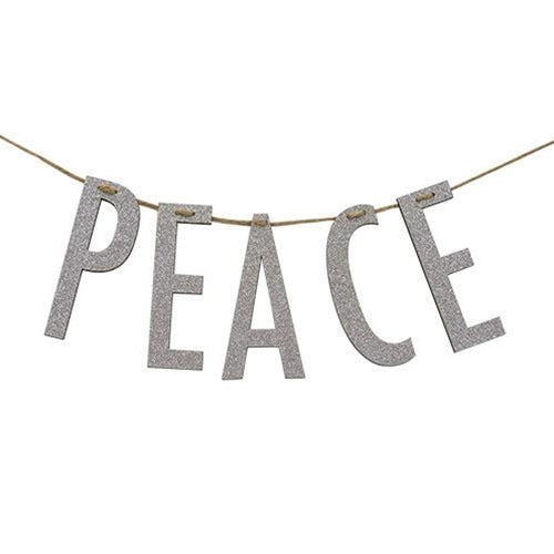 "Peace" Silver Wood Garland Small