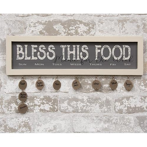 Bless This Food Shiplap Framed SIgn w/ Tags