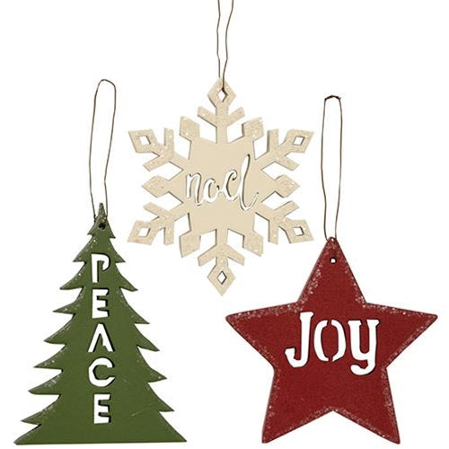 Peace Joy Noel Ornament 3 Asstd.