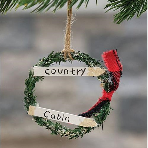 Country Cabin Wreath Ornament