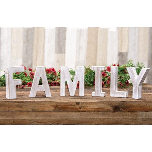 6/Set FAMILY Rustic White Letters